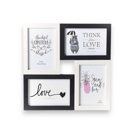 Picture of Multiphoto, photo frame, wood, black-white, 10x15cm